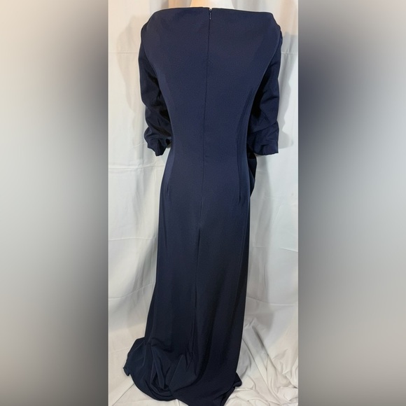 La Femme Navy Blue Sheath Gown Short Sleeve Size 14 - Picture 9 of 9